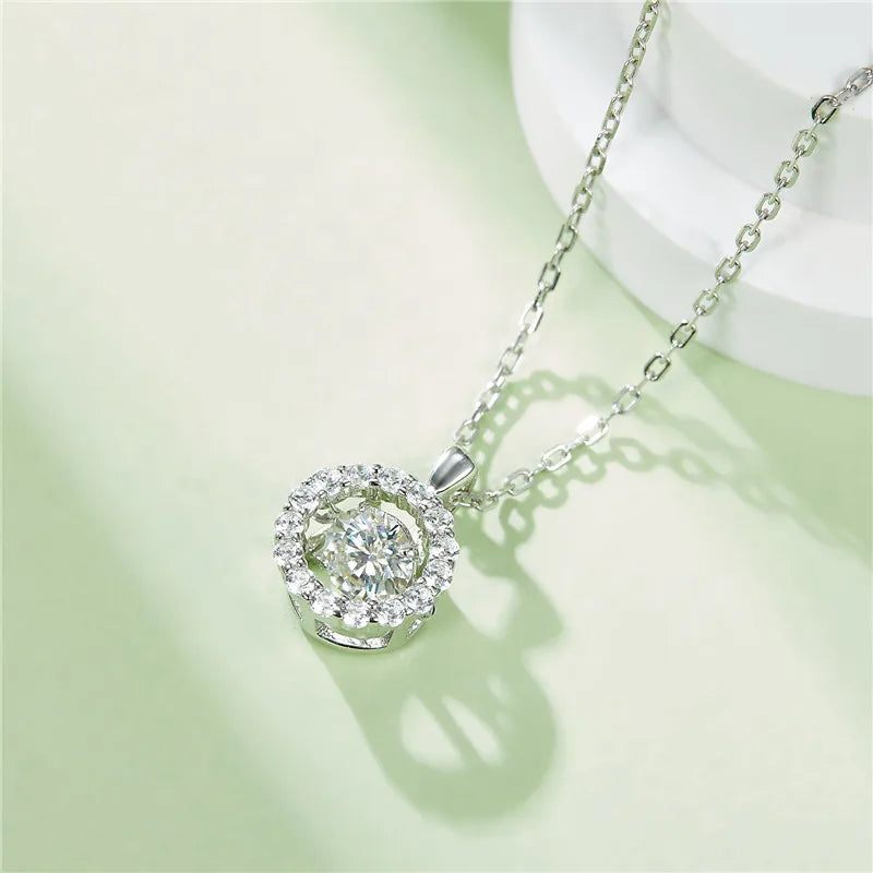 Moissanite Halo Flower Pendant Necklace