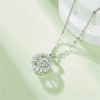 Moissanite Halo Flower Pendant Necklace