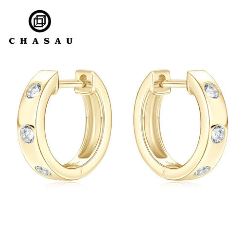 Hoop Earrings with Clear Stone Inlay