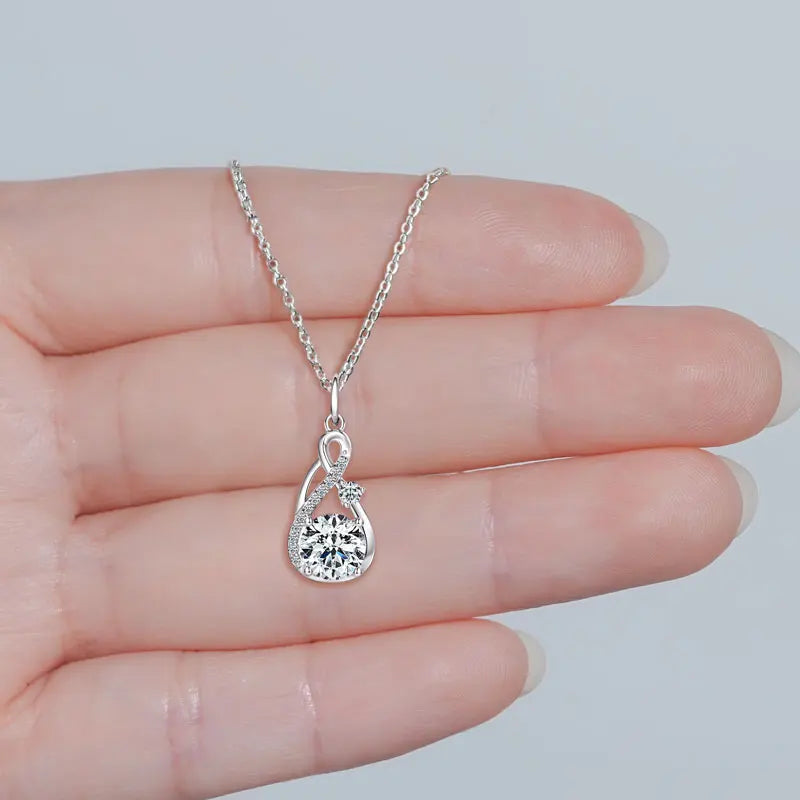 Moissanite Infinity Teardrop Pendant Necklace
