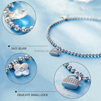 925 Sterling Silver Anklet with Crystal Charms