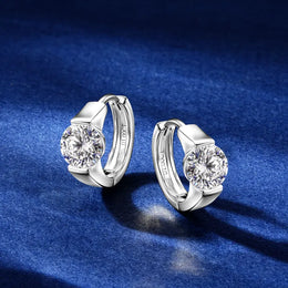 Chunky Single Stone Moissanite Hoop Earrings