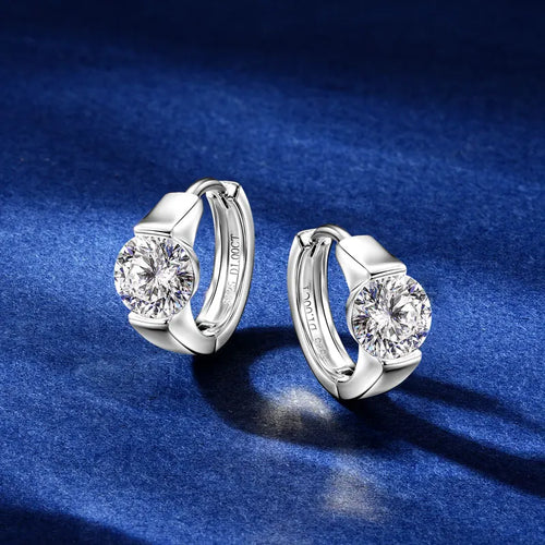 Chunky Moissanite Hoop Earrings in Sterling Silver