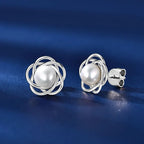 Freshwater Pearl Intertwined Flower Stud Earrings