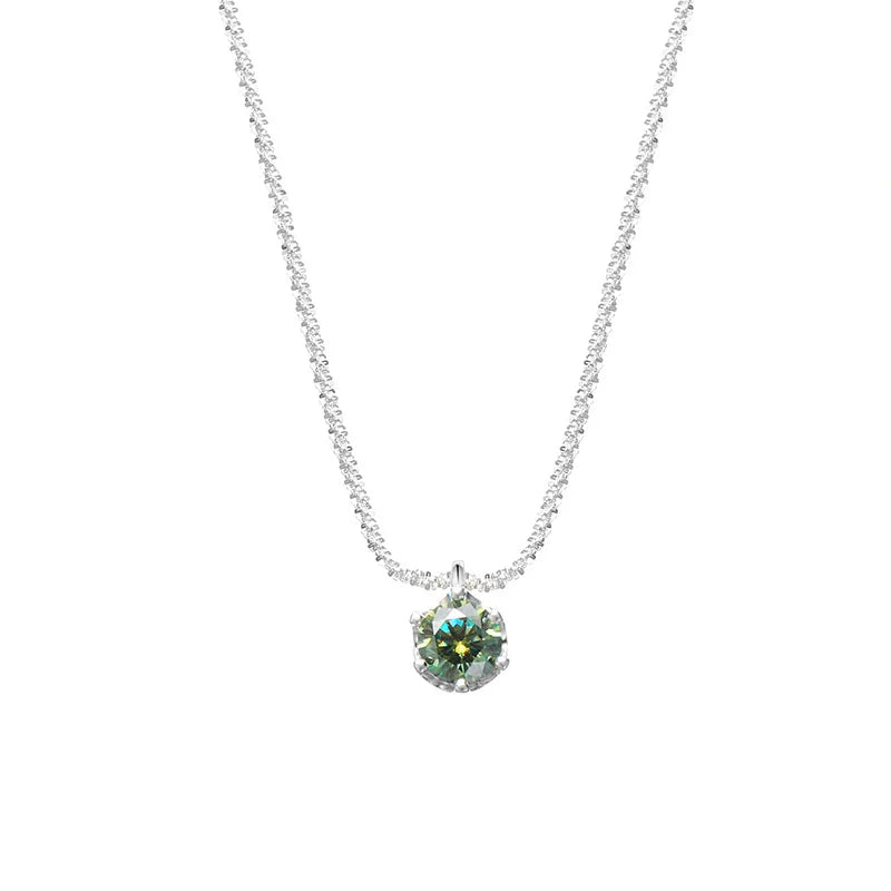 1ct Colorful Moissanite Solitaire Pendant Necklace