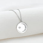 Dainty Disc Moon Star Gemstone Pendant Necklace