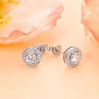 Round Moissanite Halo Stud Earrings