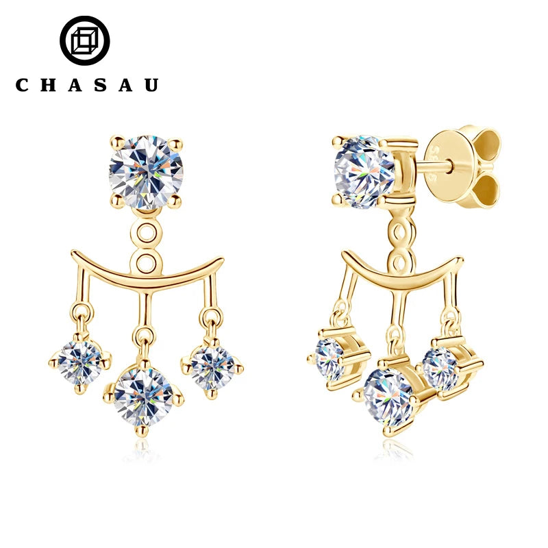 Convertible Moissanite & Cubic Zirconia Dangle Stud Earrings