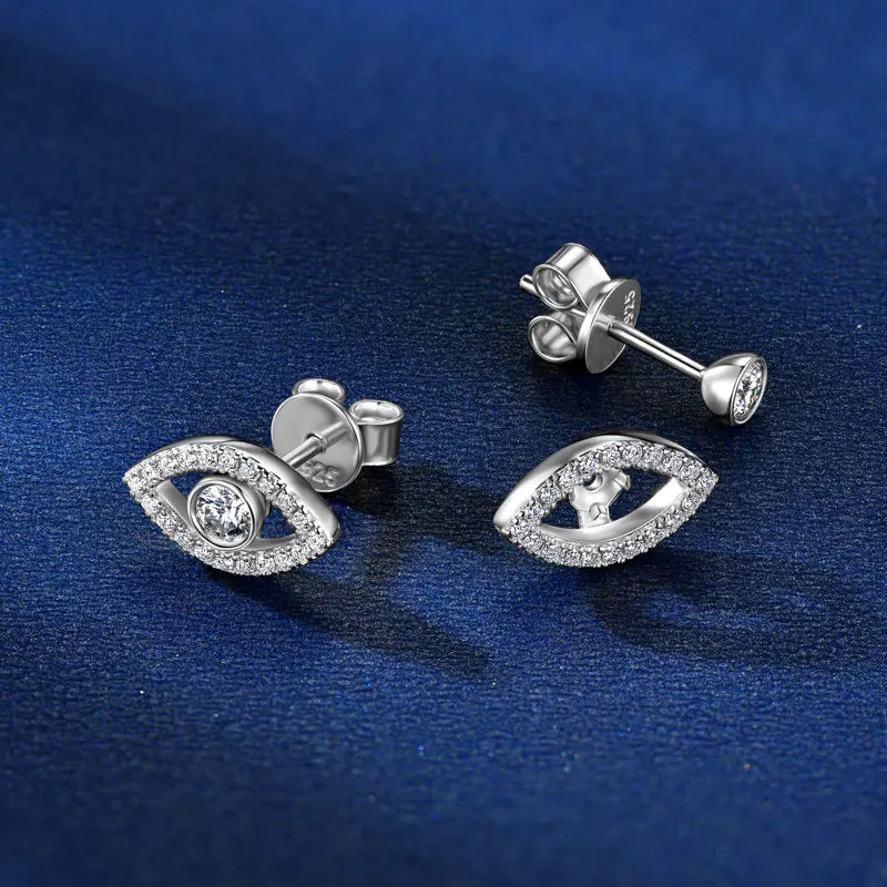 Dainty Moissanite Eye Stud Earrings