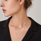 Dainty Smile Bar Gemstone Gold Silver Necklace
