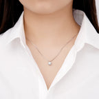 Moissanite Square Halo Pendant Necklace