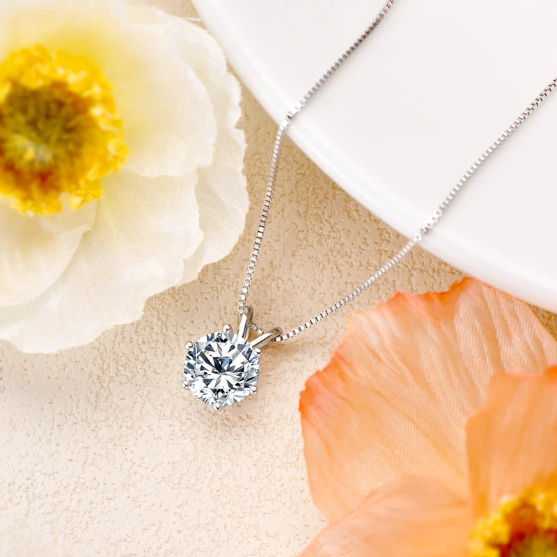 Round Solitaire Moissanite Pendant Necklace