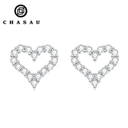 Dainty Heart Moissanite Stud Earrings in Sterling Silver