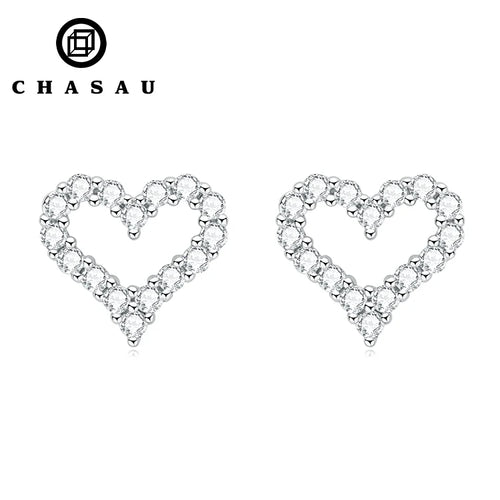 Dainty Heart Moissanite Stud Earrings in Sterling Silver