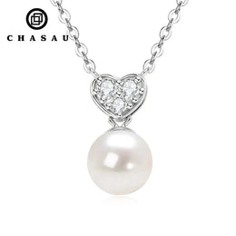 Dainty Heart Pendant Necklace with Pearl and CZ