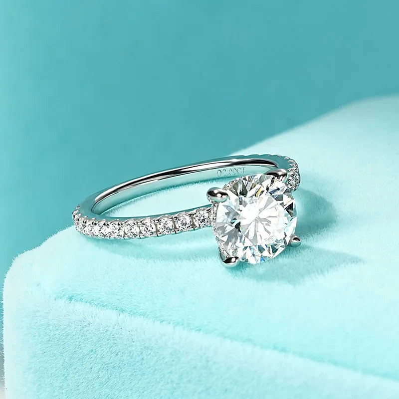 Round Moissanite Hidden Halo Pavé Ring