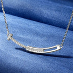 Dainty Smile Bar Gemstone Gold Silver Necklace