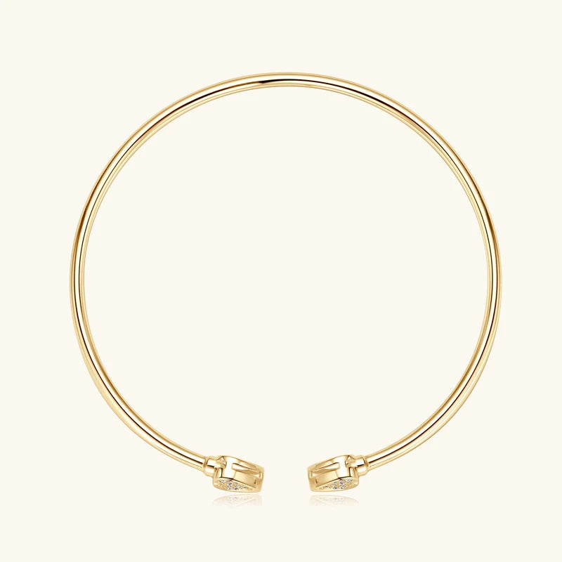 Open Cuff Bangle with Pave Heart Ends
