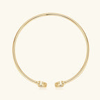 Open Cuff Bangle with Pave Heart Ends