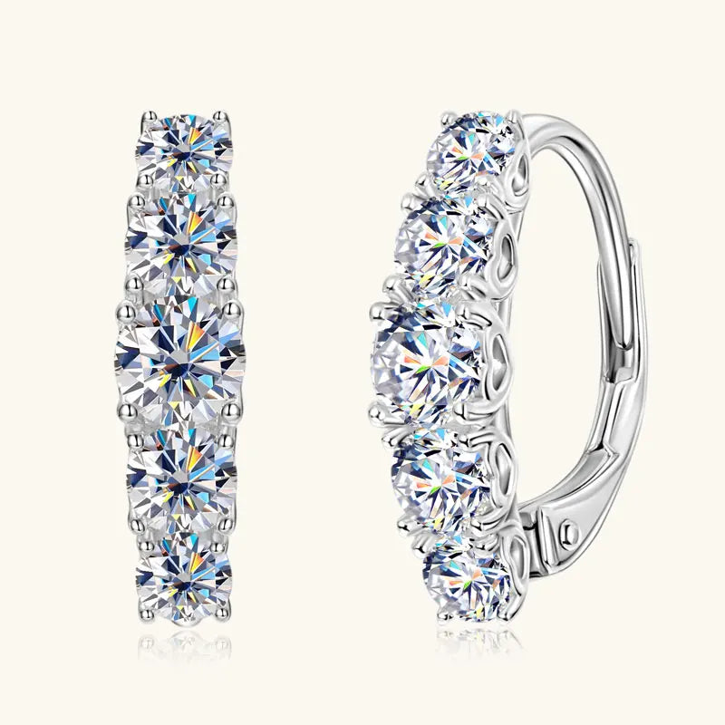Hoop Earrings with Five Round Prong-Set Stones