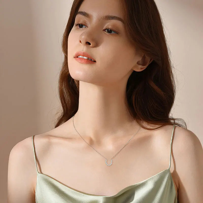 Dainty Horseshoe Cubic Zirconia Pendant Necklace