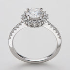 Moissanite Sunflower Halo Ring in Sterling Silver