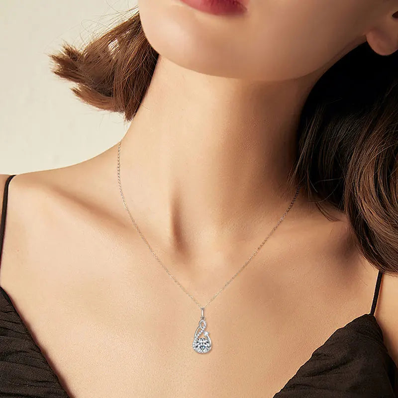 Moissanite Infinity Teardrop Pendant Necklace
