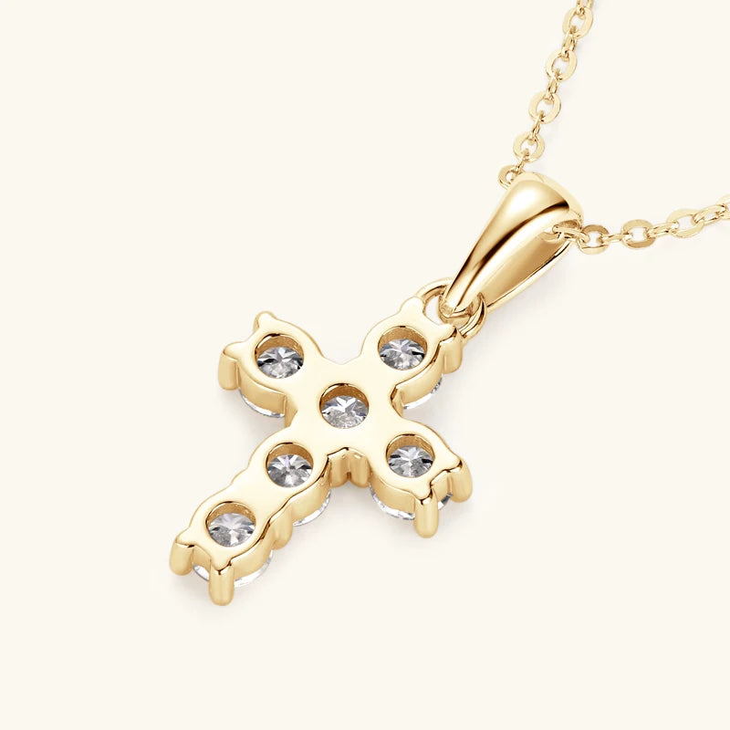 Moissanite Cross Pendant Necklace Silver or Gold