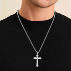 Men's Modern Silver Cross Rolo Chain Necklace