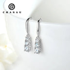 Graduated Moissanite Dangle Hook Earrings