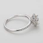 Moissanite Heart Halo Ring in Sterling Silver