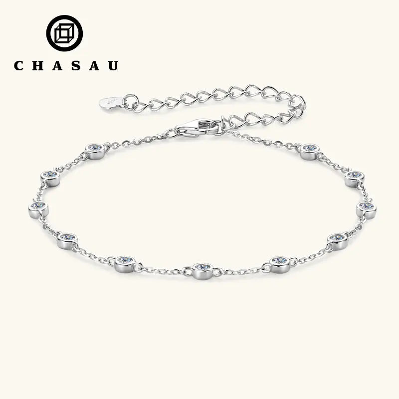 Dainty Bezel Set Gemstone Chain Adjustable Bracelet