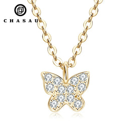 Butterfly Pendant Moissanite Dainty Chain Necklace