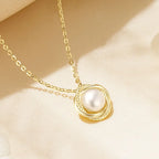 Interlocking Rings AAA Freshwater Pearl Pendant Necklace
