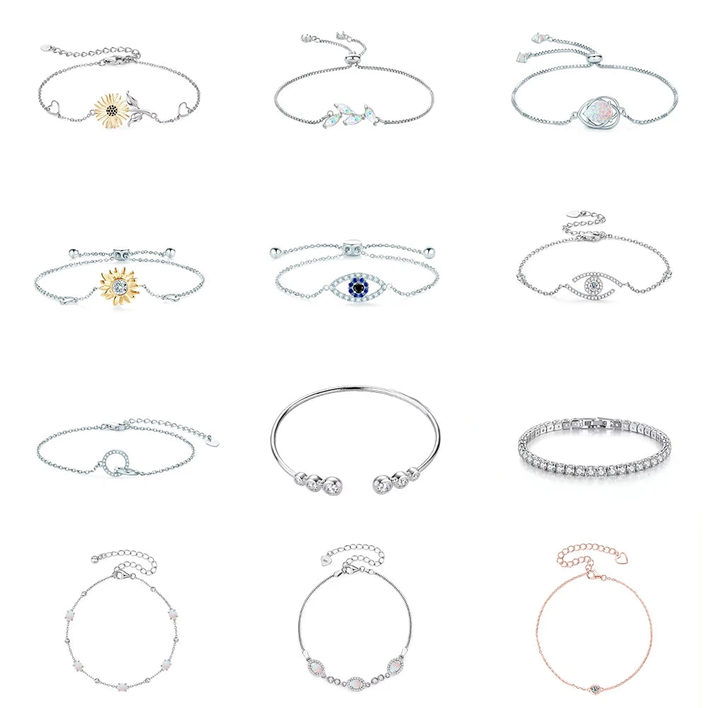 Silver Moissanite Heart Adjustable Bracelet