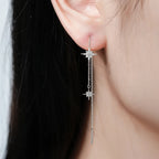 Moissanite Star Dangle Threader Earrings