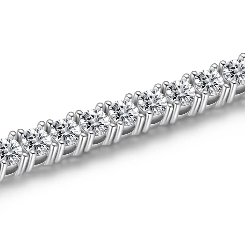 Classic Cubic Zirconia Silver Tennis Bracelet with Box Clasp