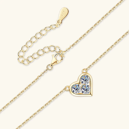Dainty Heart Moissanite Pendant Silver Necklace