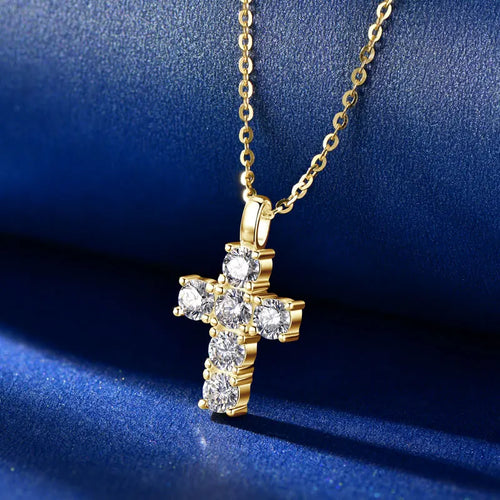 Dainty Gemstone Cross Pendant Necklace
