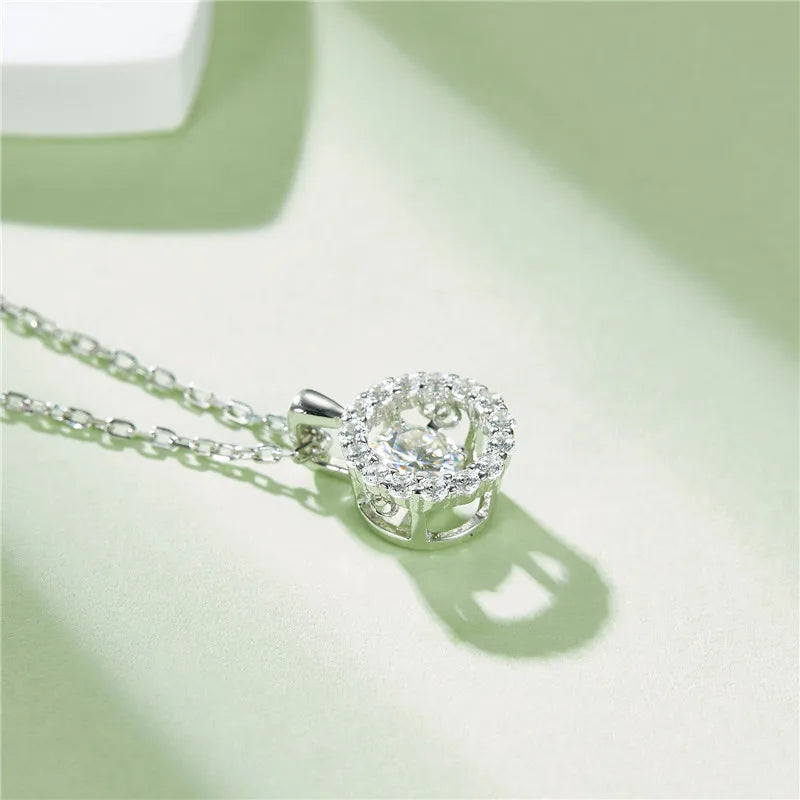 Moissanite Halo Flower Pendant Necklace