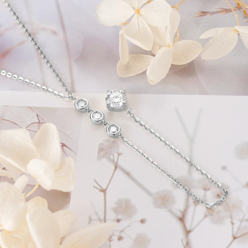 Y-Shape Drop Necklace with Round Clear Stones