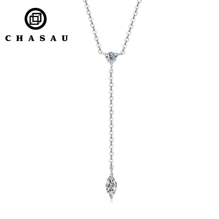 Delicate Marquise Gemstone Y-Shape Drop Necklace