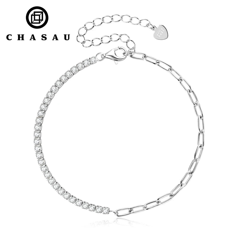 Moissanite Half Chain Paperclip Bracelet