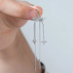 Moissanite Star Dangle Threader Earrings