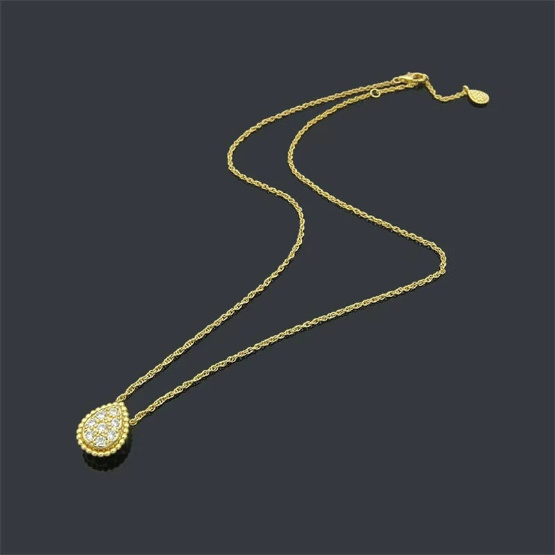 Gold Plated Teardrop Cubic Zirconia Rope Chain Necklace
