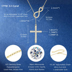 Infinity Cross Lariat Moissanite 925 Silver Necklace