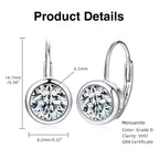 Bezel Set Moissanite Drop Leverback Earrings