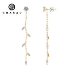 Detachable Moissanite Leaf Dangle Stud Earrings