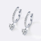 Moissanite Heart Dangle Hoop Earrings