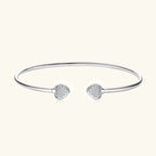 Open Cuff Bangle with Pave Heart Ends